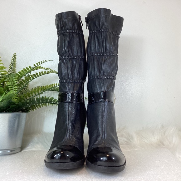 VIA SPIGA LEATHER MID CALF BOOTS BUCKLES SZ 7.5 - Picture 5 of 10